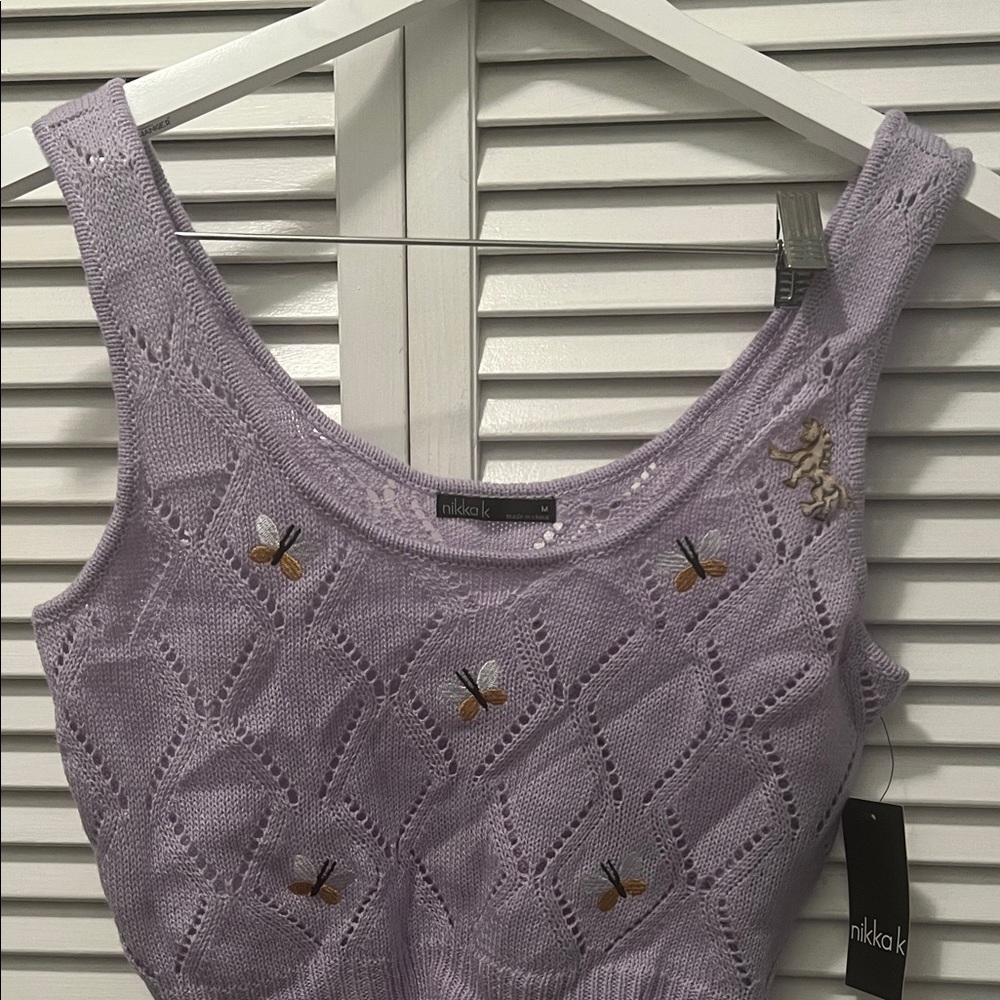 # 0731+ Lavender Knit Tank Top W/ WHT